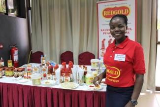Tanzanian horticulture processors present their products to high-end hotels and restaurants during a tasting event